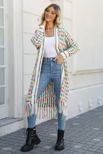 Load image into Gallery viewer, Multicolored Open Front Fringe Hem Cardigan
