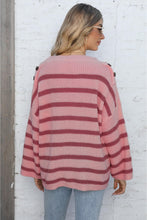 Load image into Gallery viewer, Round Neck Dropped Shoulder Striped Sweater
