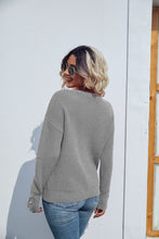 Load image into Gallery viewer, Round Neck Long Sleeve Waffle-Knit Sweater
