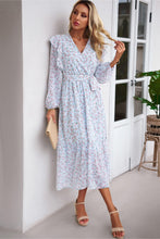 Load image into Gallery viewer, Surplice Neck Balloon Sleeve Midi Dress
