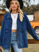 Load image into Gallery viewer, Dropped Shoulder Denim Jacket with Pockets
