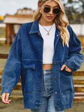 Load image into Gallery viewer, Dropped Shoulder Denim Jacket with Pockets
