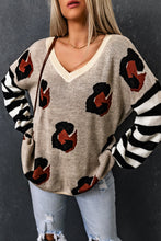 Load image into Gallery viewer, Striped V-Neck Drop Shoulder Sweater
