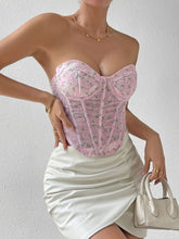 Last inn bildet i Galleri-visningsprogrammet, Floral Lace-Up Strapless Bustier
