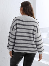 Load image into Gallery viewer, Plus Size Striped Dropped Shoulder Sweater
