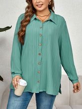 Last inn bildet i Galleri-visningsprogrammet, Plus Size Collared Neck Long Sleeve Shirt
