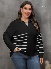 Load image into Gallery viewer, Plus Size Striped V-Neck Sweater
