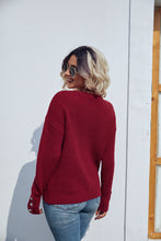 Load image into Gallery viewer, Round Neck Long Sleeve Waffle-Knit Sweater
