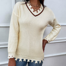 Load image into Gallery viewer, Frayed Detail V-Neck Sweater
