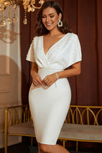 Load image into Gallery viewer, Beaded Dolman Sleeve Surplice Bodycon Dress
