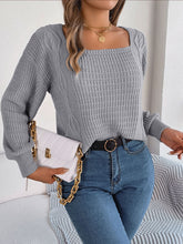 Load image into Gallery viewer, Square Neck Mixed Knit Sweater
