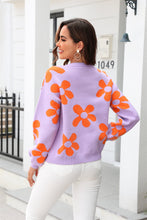 Last inn bildet i Galleri-visningsprogrammet, Floral Print Round Neck Dropped Shoulder Pullover Sweater
