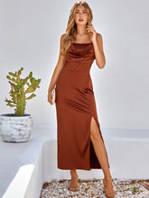 Load image into Gallery viewer, Pleated Detail Spaghetti Strap Slit Dress
