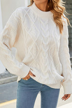 Load image into Gallery viewer, Cable-Knit Round Neck Long Sleeve Sweater
