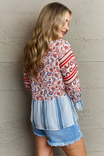 Last inn bildet i Galleri-visningsprogrammet, Floral Striped Flounce Sleeve Blouse
