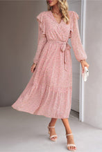 Load image into Gallery viewer, Surplice Neck Balloon Sleeve Midi Dress
