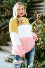 Load image into Gallery viewer, Plus Size Color Block Round Neck Sweater
