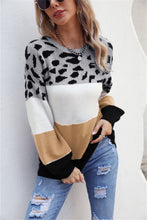 Load image into Gallery viewer, Color Block Round Neck Lantern Sleeve Sweater
