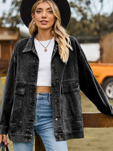 Load image into Gallery viewer, Dropped Shoulder Denim Jacket with Pockets
