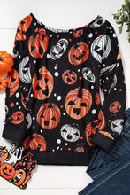 Load image into Gallery viewer, One Shoulder Jack-O&#39;-Lantern Graphic Sweatshirt
