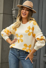 Last inn bildet i Galleri-visningsprogrammet, Floral Print Round Neck Dropped Shoulder Pullover Sweater
