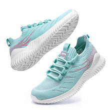 Last inn bildet i Galleri-visningsprogrammet, Akk Womens Athletic Walking Shoes - Memory Foam Lightweight Tennis Sports Shoes Gym Jogging Slip On Running Sneakers Blue-Pink Size 9.5
