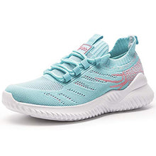 Last inn bildet i Galleri-visningsprogrammet, Akk Womens Athletic Walking Shoes - Memory Foam Lightweight Tennis Sports Shoes Gym Jogging Slip On Running Sneakers Blue-Pink Size 9.5
