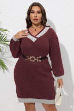 Load image into Gallery viewer, Plus Size Long Sleeve Sweater Dress
