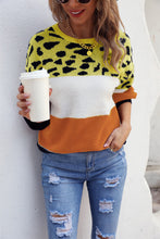 Load image into Gallery viewer, Color Block Round Neck Lantern Sleeve Sweater
