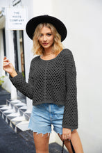 Last inn bildet i Galleri-visningsprogrammet, Round Neck Openwork Dropped Shoulder Knit Top
