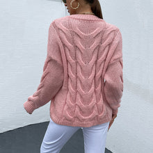 Load image into Gallery viewer, Cable-Knit Round Neck Long Sleeve Sweater
