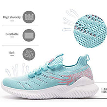 Last inn bildet i Galleri-visningsprogrammet, Akk Womens Athletic Walking Shoes - Memory Foam Lightweight Tennis Sports Shoes Gym Jogging Slip On Running Sneakers Blue-Pink Size 9.5
