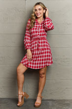 Last inn bildet i Galleri-visningsprogrammet, Plaid Band Collar Drawstring Shirt Dress
