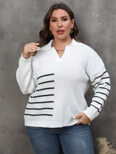 Load image into Gallery viewer, Plus Size Striped V-Neck Sweater
