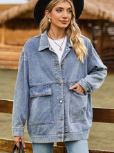 Load image into Gallery viewer, Dropped Shoulder Denim Jacket with Pockets
