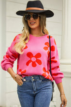 Last inn bildet i Galleri-visningsprogrammet, Floral Print Round Neck Dropped Shoulder Pullover Sweater
