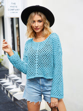 Last inn bildet i Galleri-visningsprogrammet, Round Neck Openwork Dropped Shoulder Knit Top
