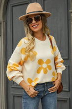 Last inn bildet i Galleri-visningsprogrammet, Floral Print Round Neck Dropped Shoulder Pullover Sweater
