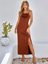 Load image into Gallery viewer, Pleated Detail Spaghetti Strap Slit Dress
