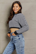 Last inn bildet i Galleri-visningsprogrammet, Houndstooth Round Neck Dropped Shoulder Cropped Sweatshirt
