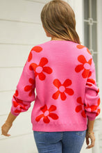 Last inn bildet i Galleri-visningsprogrammet, Floral Print Round Neck Dropped Shoulder Pullover Sweater
