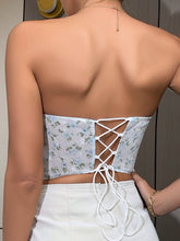 Last inn bildet i Galleri-visningsprogrammet, Floral Lace-Up Strapless Bustier
