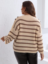 Load image into Gallery viewer, Plus Size Striped Dropped Shoulder Sweater
