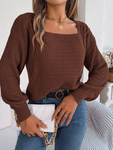 Load image into Gallery viewer, Square Neck Mixed Knit Sweater
