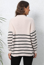 Load image into Gallery viewer, Striped Zip-Up Long Sleeve Ribbed Sweater
