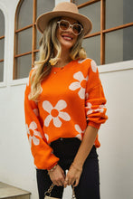 Last inn bildet i Galleri-visningsprogrammet, Floral Print Round Neck Dropped Shoulder Pullover Sweater
