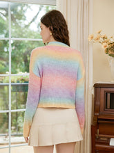 Load image into Gallery viewer, Rainbow Color Cable-Knit Dropped Shoulder Knit Top
