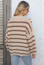 Load image into Gallery viewer, Round Neck Dropped Shoulder Striped Sweater
