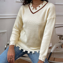 Load image into Gallery viewer, Frayed Detail V-Neck Sweater
