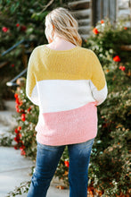 Load image into Gallery viewer, Plus Size Color Block Round Neck Sweater
